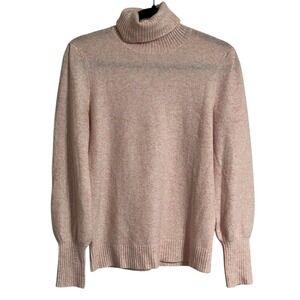 J. Crew Turtleneck Sweater Balloon Dolman Sleeves Textured Knit Heathered Pink